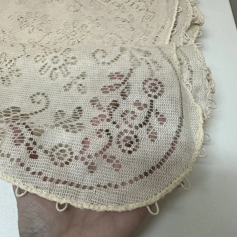 Vintage SCRANTON Lace Ivory Dacron Tablecloth 54 x 72 NEW